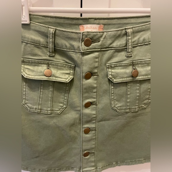 Altar’d State Olive green button up denim skirt - Picture 2 of 5